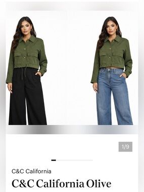 C&C California Olive Green Cropped Utility Jacket  Size Small